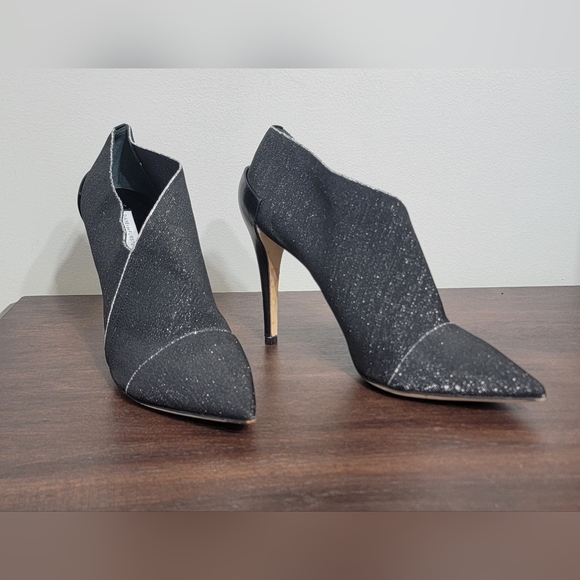 🤩Host Pick❤️Diane Von Furstenburg Canvas Black Bootie Heels Women's Size 10B - Picture 4 of 16